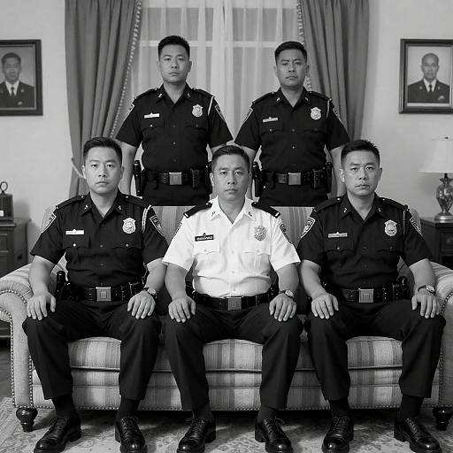 Vintage Police Officers Living Room Portrait