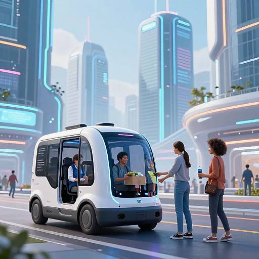 Futuristic Smart City Welfare Scene