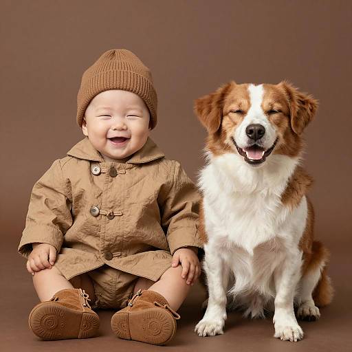 Adorable Baby and Dog in Cozy Scene