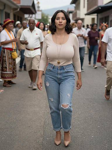 Woman in Vintage Style Celebrating