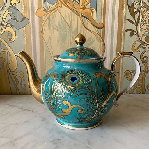 Art Nouveau Peacock Teapot Design