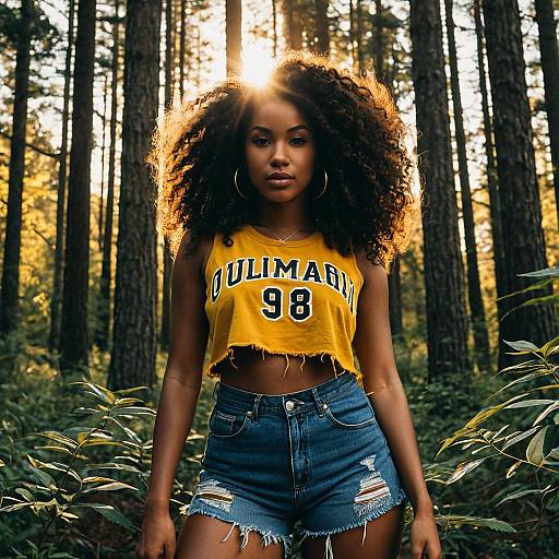 Confident Woman in Vintage Outdoor Fashion