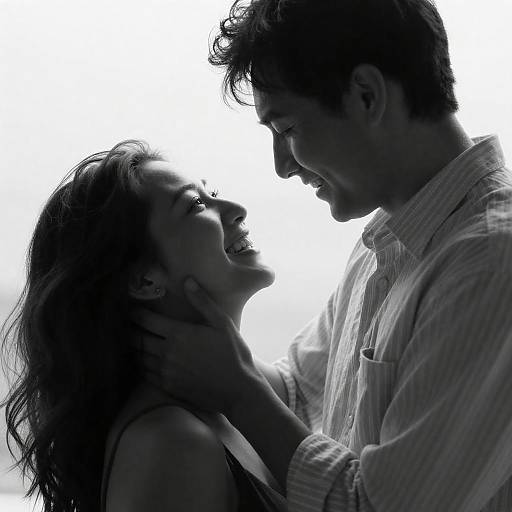 High-Contrast Black-and-White Intimate Couple Portrait