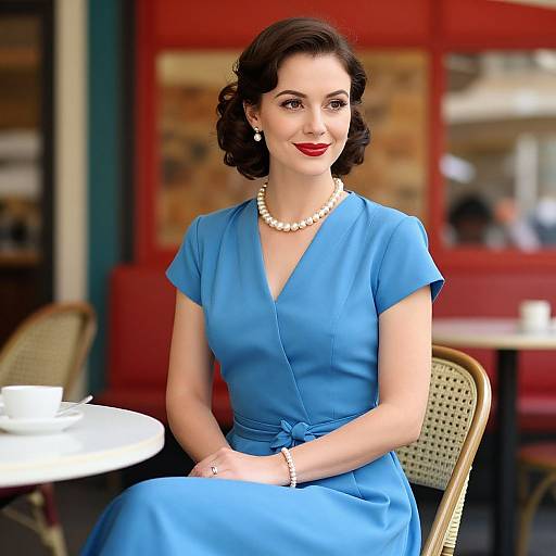 Elegant Vintage Woman at Café