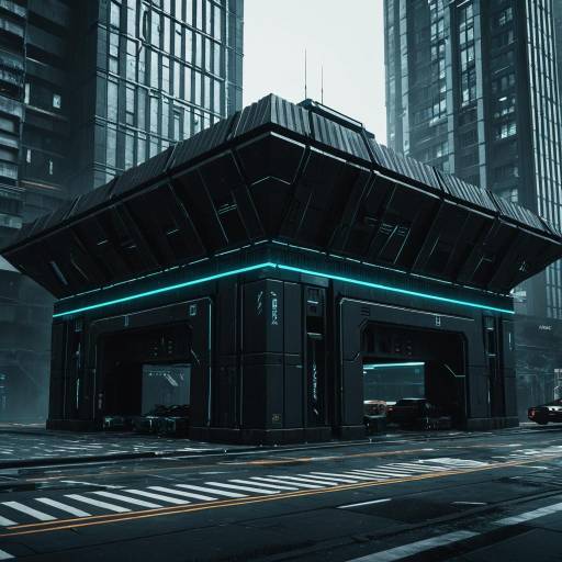 Cyberpunk Stealth Drone Base in Futuristic City