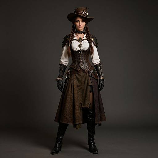 Steampunk Fantasy Woman in Detailed Attire
