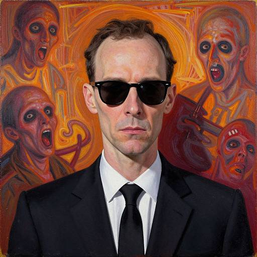 Grotesque Men in Black Portrait