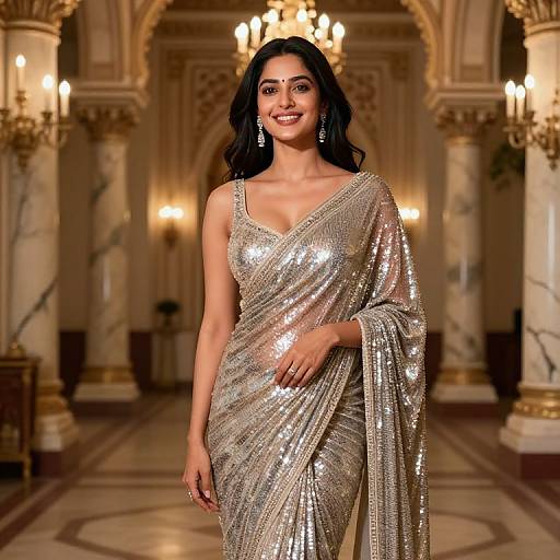 Radiant Actress in Sequin Saree