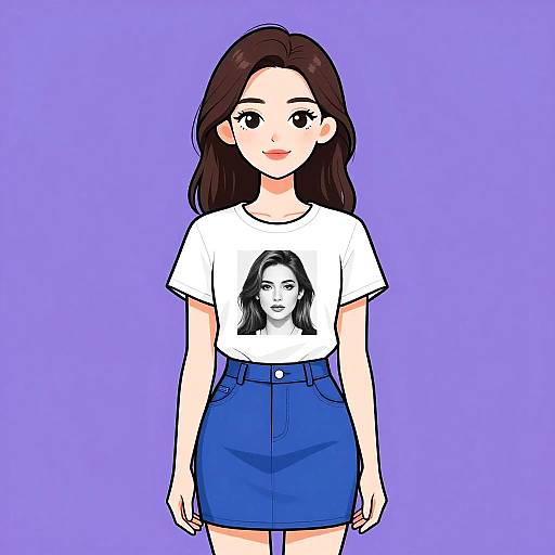 Stylish Woman in Casual Graphic Tee