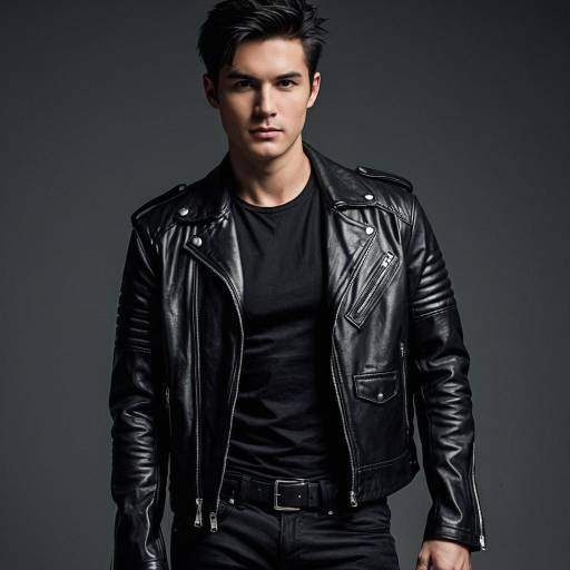 Man in Black Leather Jacket