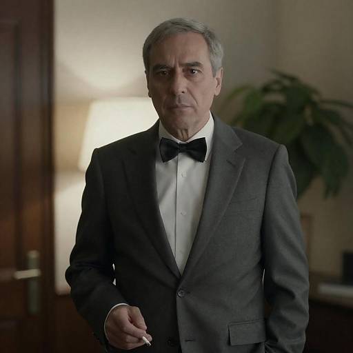 Serious Middle-Aged Man in Gray Suit