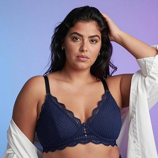 Curvy Woman Portrait in Blue and Purple