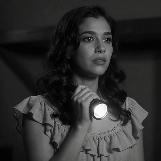 Mysterious Woman with Flashlight Portrait