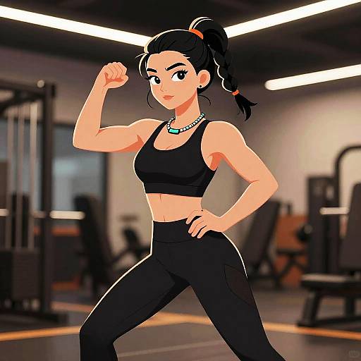Confident Female Athlete in Neon Gym