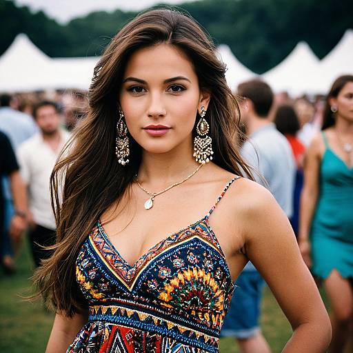Young Woman in Colorful Festival Dress