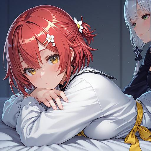 Illustration of Hanasaki miyabi, holostars in the style of Bosshi