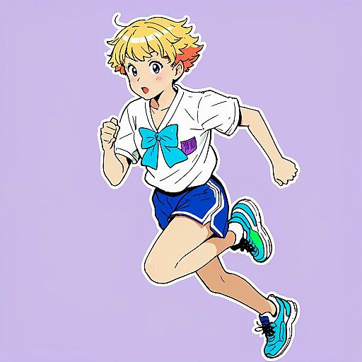 Energetic Schoolgirl in Retro Style