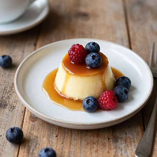 Delicate Custard Dessert on Vintage Plate