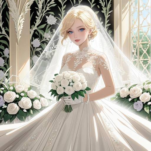 Elegant Anime Bride Illustration in Detail