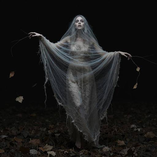 Wispy Revenant Amid Forlorn Leaves