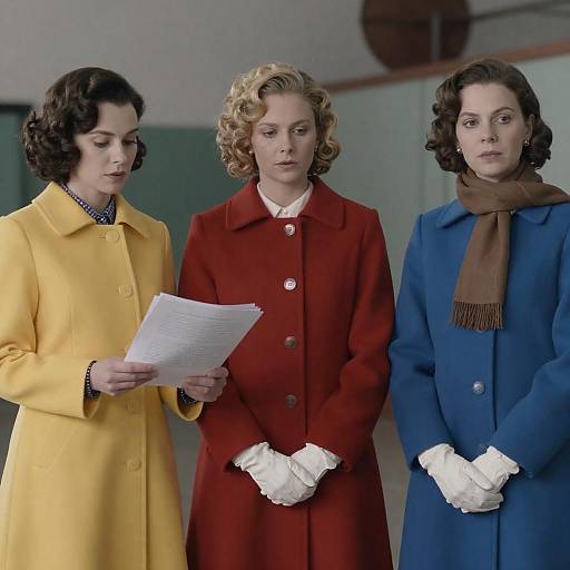 Vintage Fashion: Women in Coats Indoors