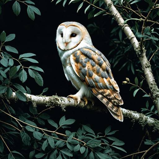 Classical Twilight Scene with Sleepy Owl Classical Twilight Scene with Sleepy Owl