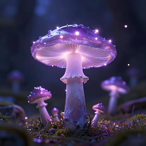 Glowing Purple Mushroom Fantasy Scene