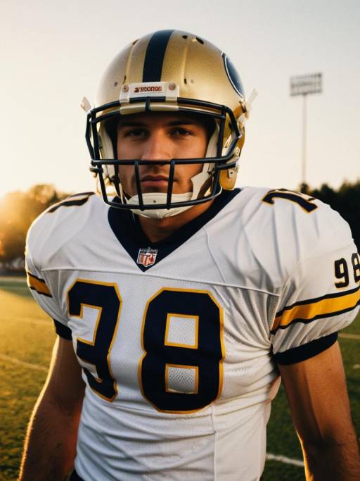 American Football Player in Uniform at Golden Hour