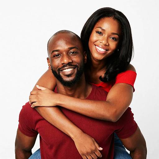 Joyful Black Couple in Casual Attire