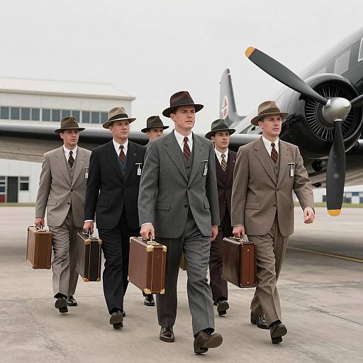 1940s Men at Airport with Suitcases