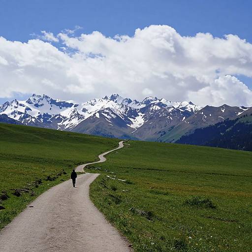 Panoramic Meadow with Snowy Mountains