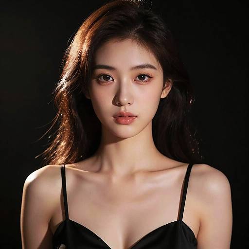 Portrait of Young Woman in Black Dress