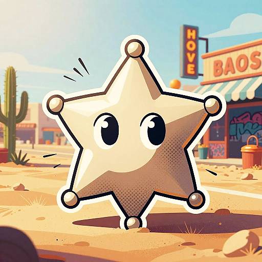 Oversized Western Sheriff Badge Pop-Art