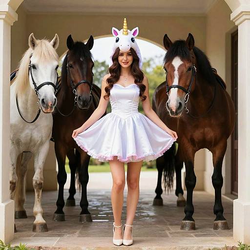 Unicorn Costume Party with Horses