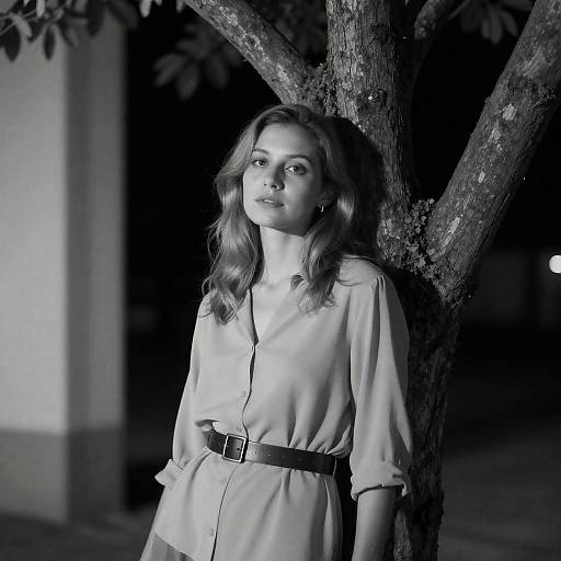 Serene Woman in Black-and-White Portrait