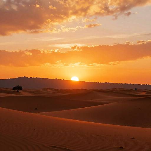 Surreal Sunset Over Desert Dunes