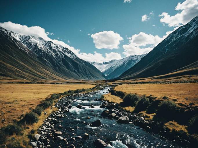 Serene Mountain Stream Landscape Wallpaper