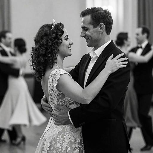 Elegant Black-and-White Ballroom Dance