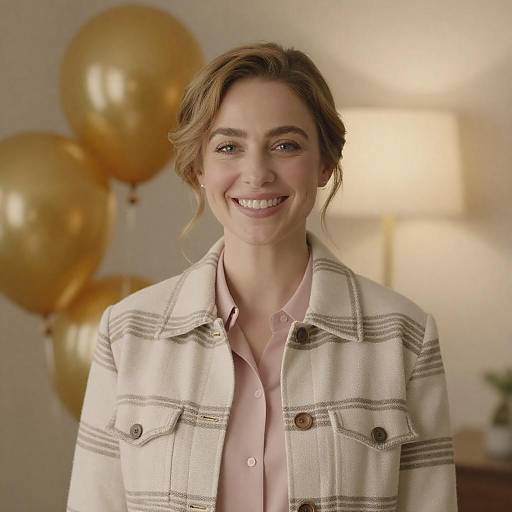 Soft-Focus Portrait with Golden Balloons