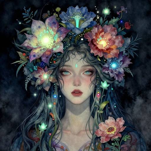 Bioluminescent Fairytale Watercolor Art