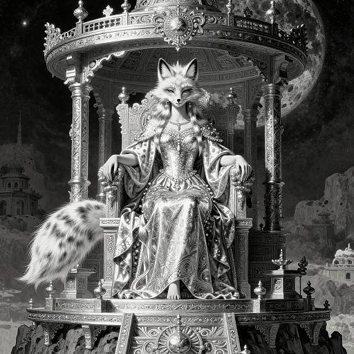 Silver Fox Empress in Moonlit Observatory