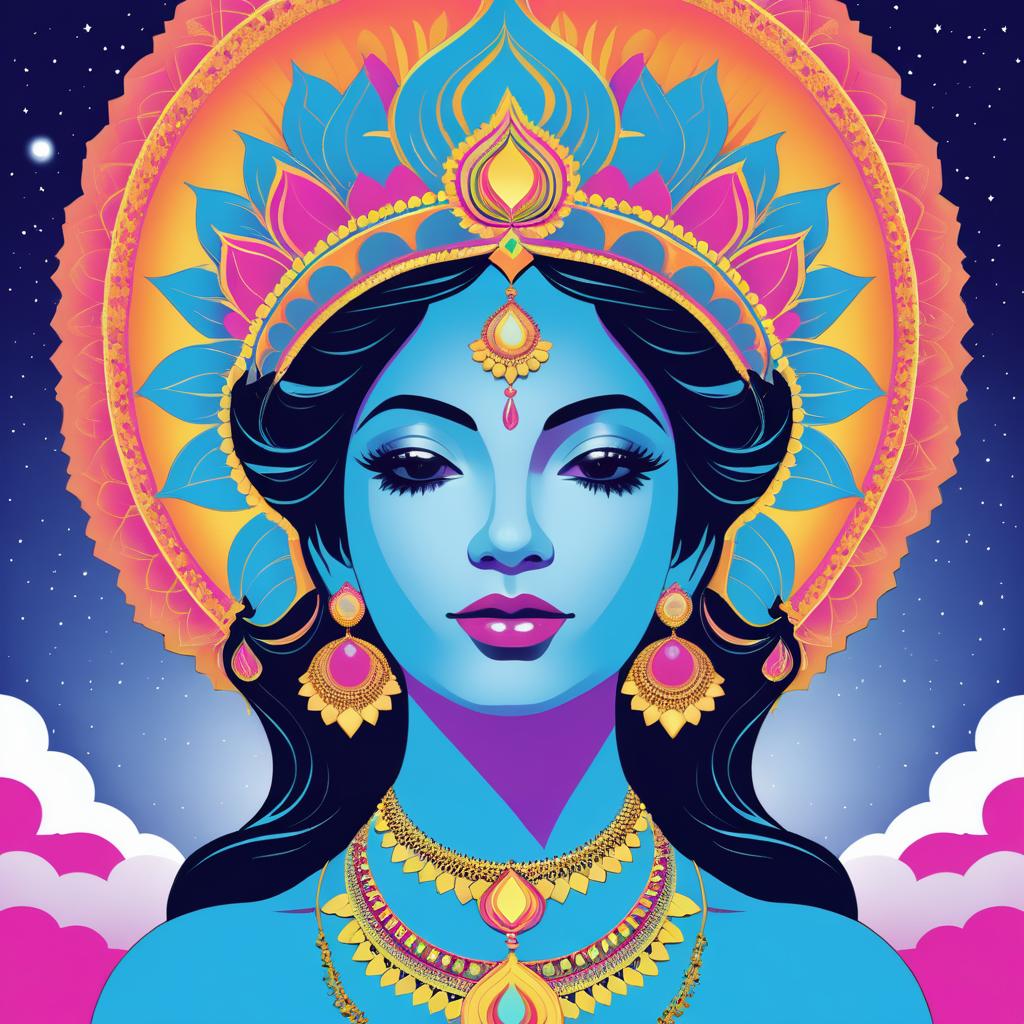 Vibrant South Asian Goddess in Pop Art