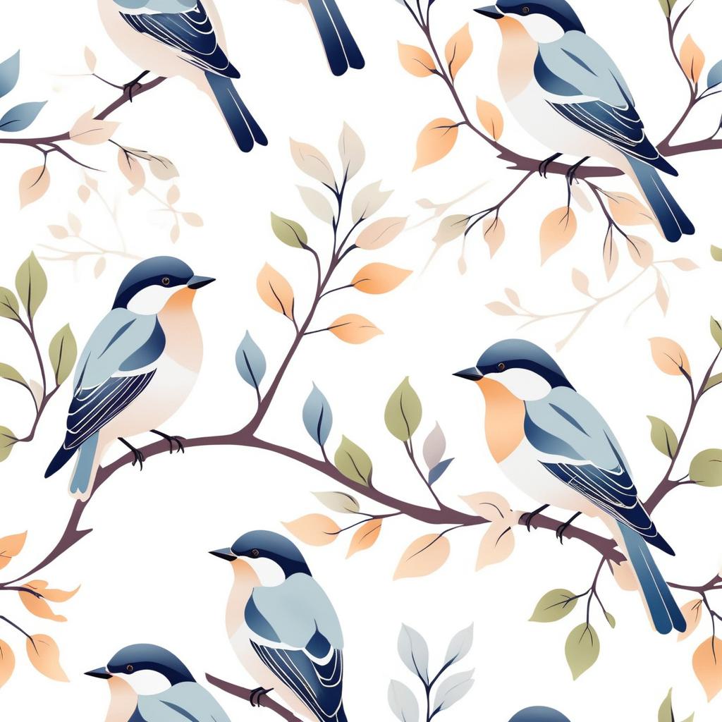 Charming Birds on Soft Fabric Design