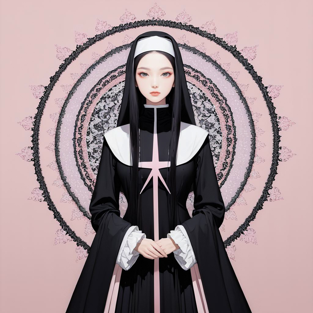 Avant-Garde Nun in Delicate Pink Studio