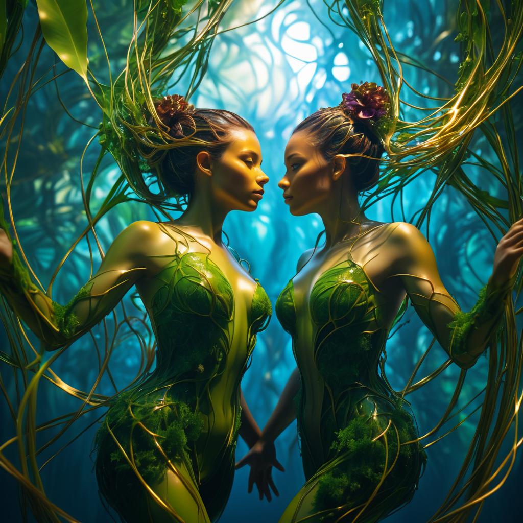 Interconnected Bodies Underwater with Orchids