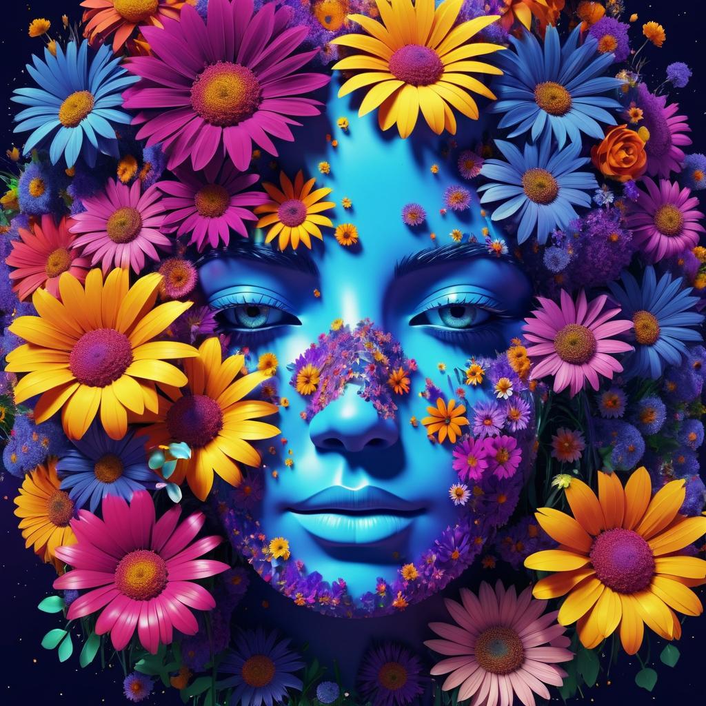 Surreal Floral Face Digital Art Composition