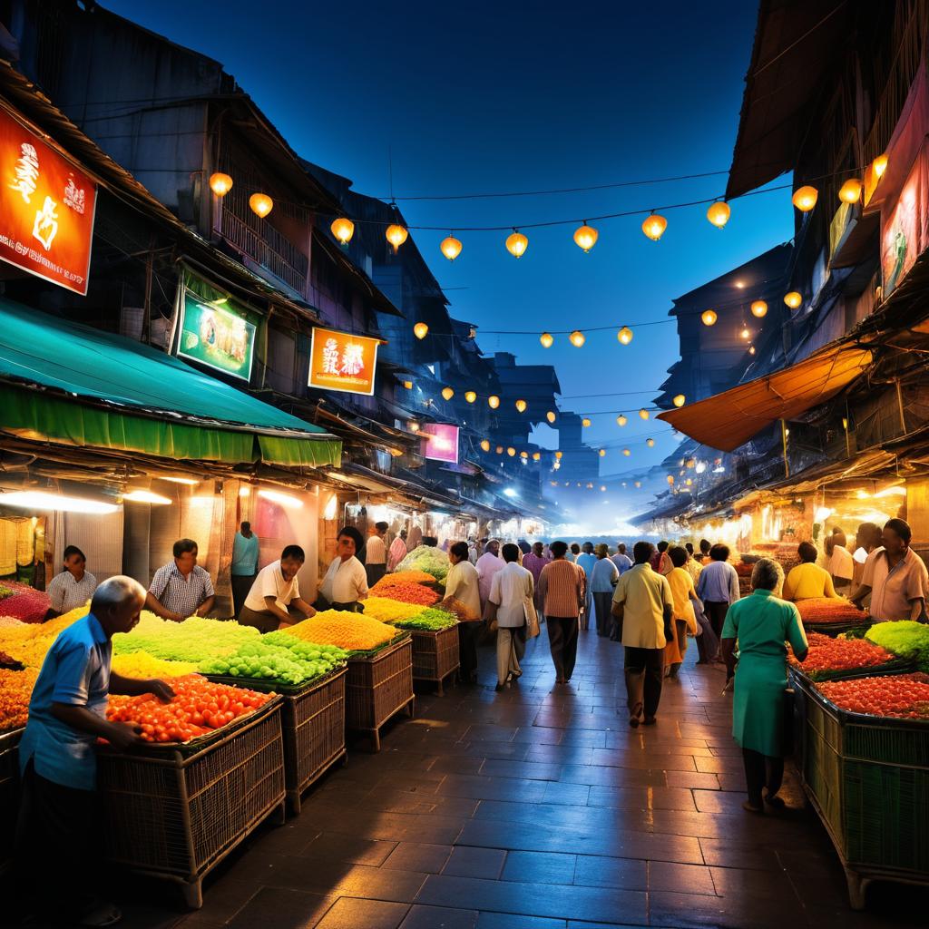 Mesmerizing Market at Dusk: A Visual Journey