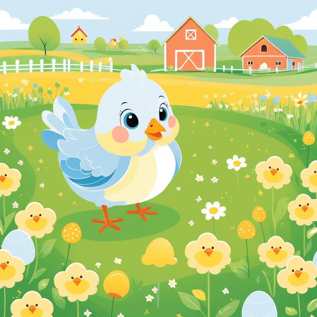 Whimsical Baby Chick in Farmyard Scene