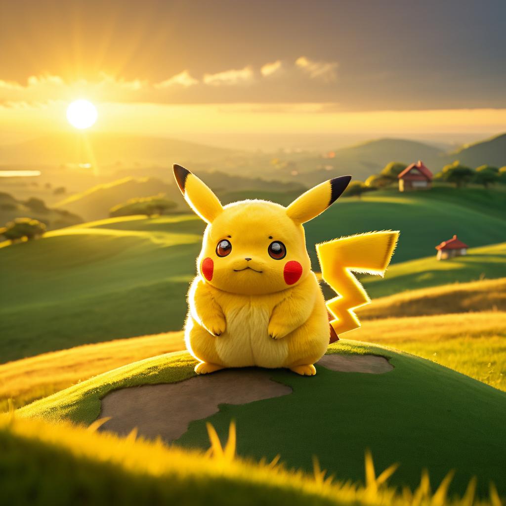 Pikachu's Serene Sunset Adventure