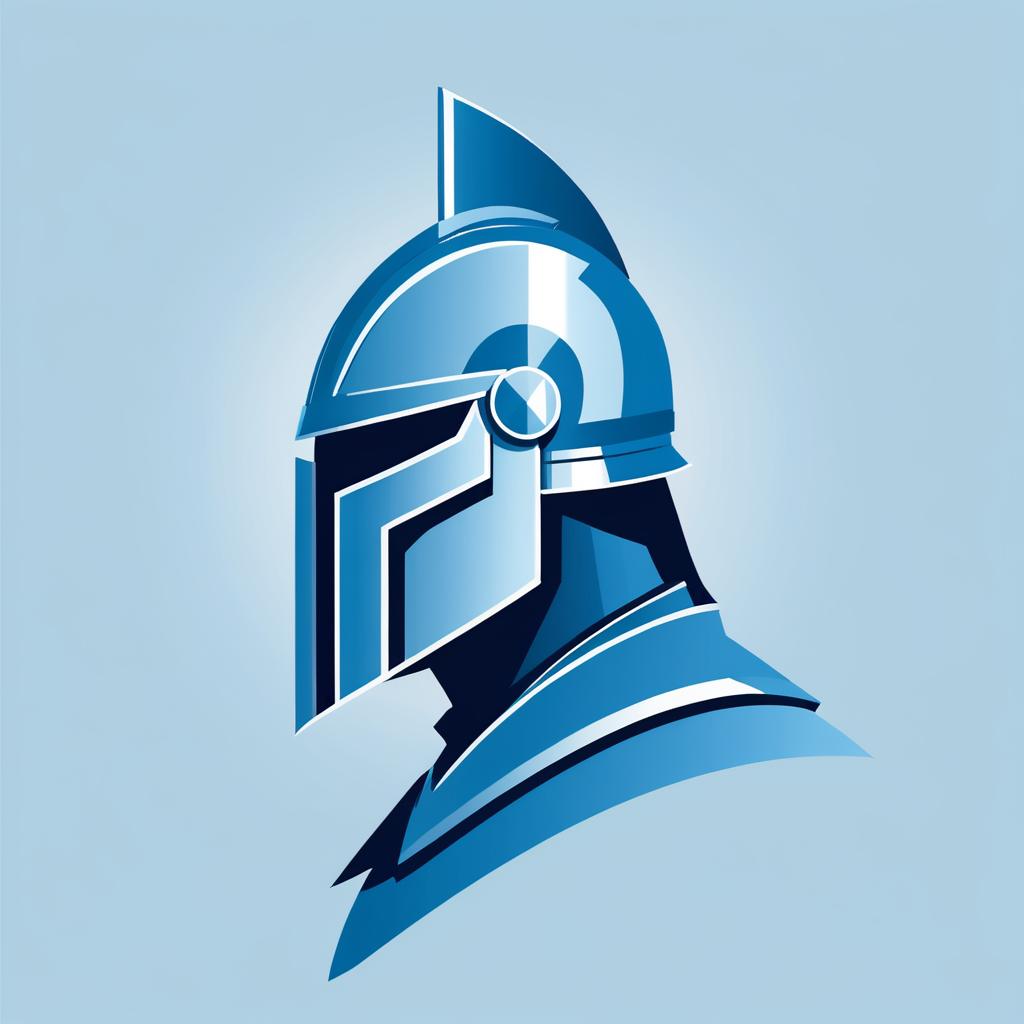 Minimalist Knight Illustration in Misty Blue